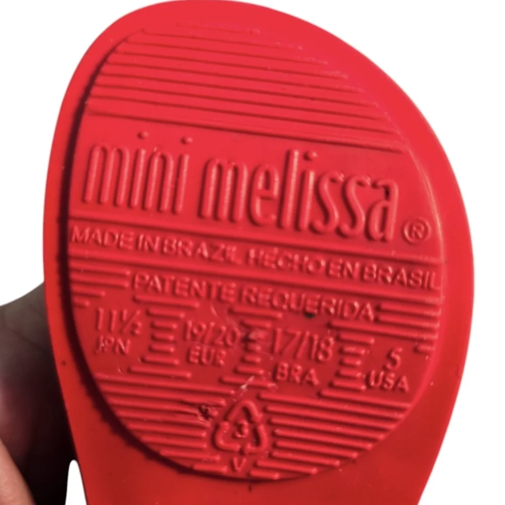 Mini Melissa red Mary Jane Shoes with Bow Toddle size 5 rubber  *